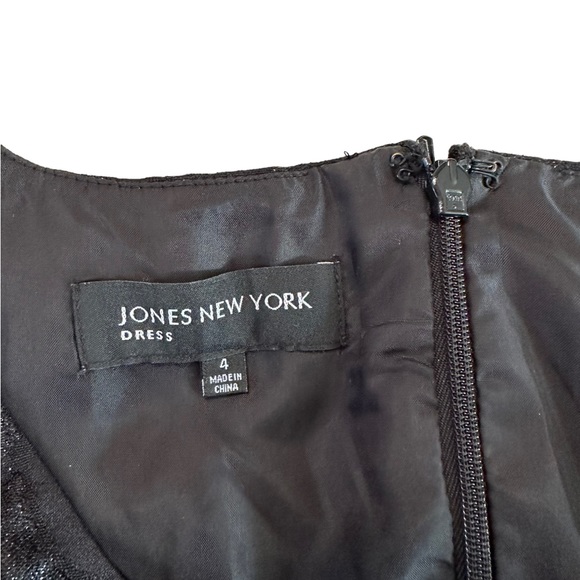 Jones New York Black Metallic Midi Dress Size 4 - Picture 16 of 17